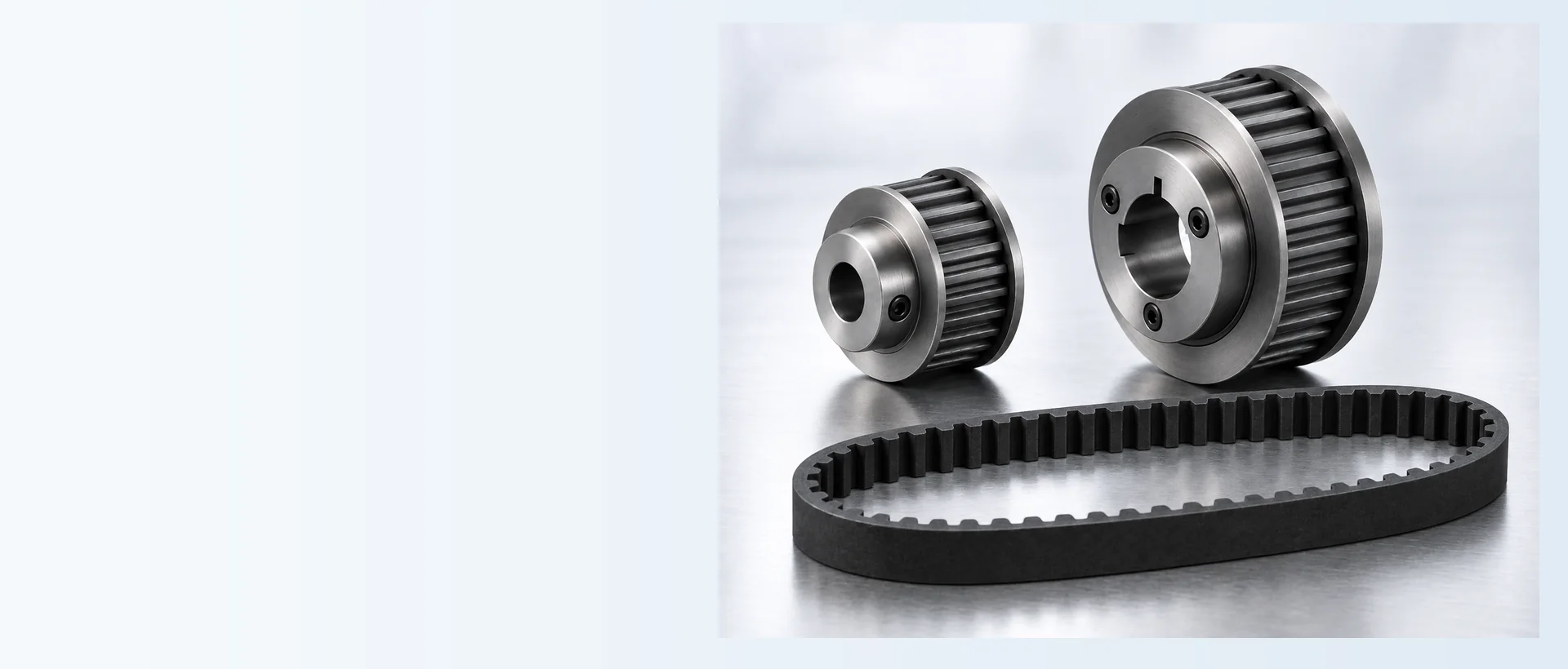 HTD timing belt and matching pulley components