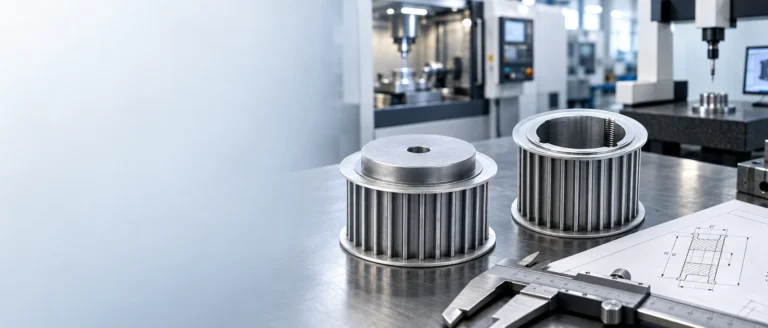 Custom HTD timing pulley engineering with product and drawing