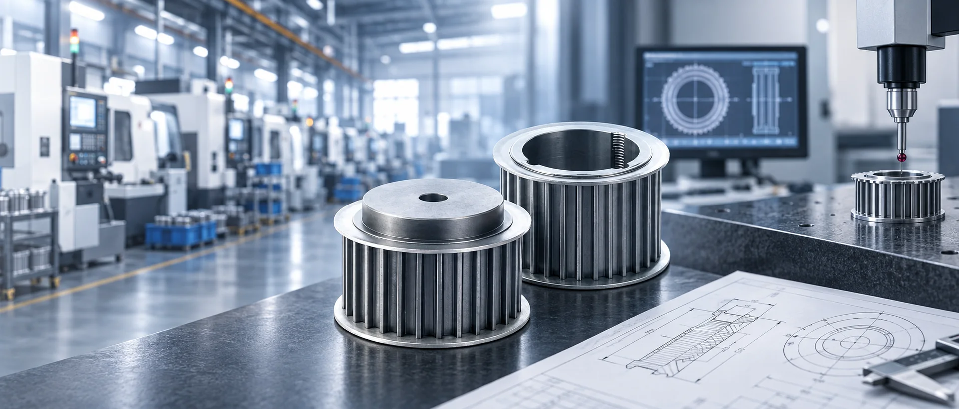 Timing pulley machining and manufacturing process